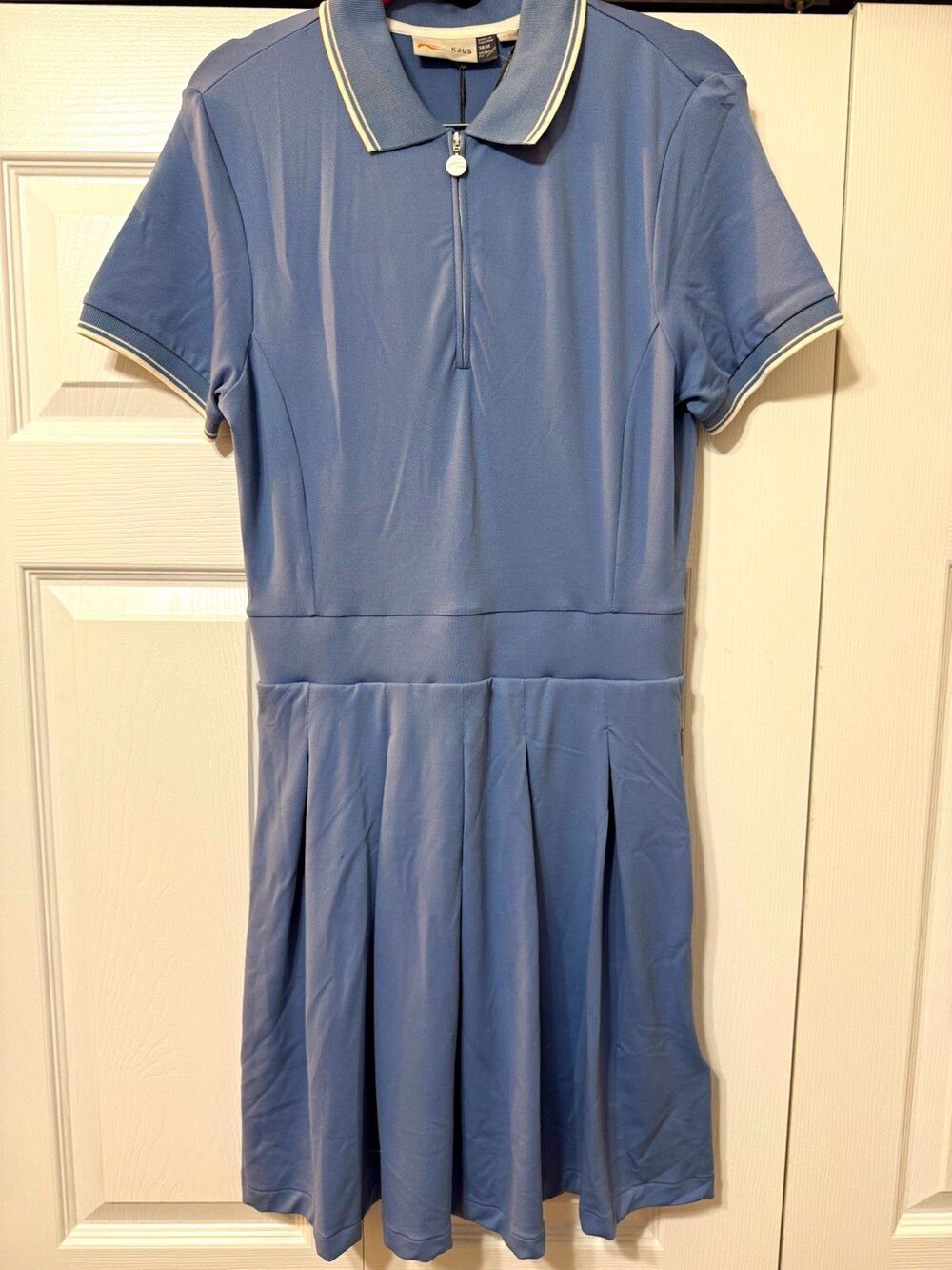 KJUS Mara Blue Collared 1/4 Zip Pleated Fit & Flare Dress w/ shorts Sz38/M